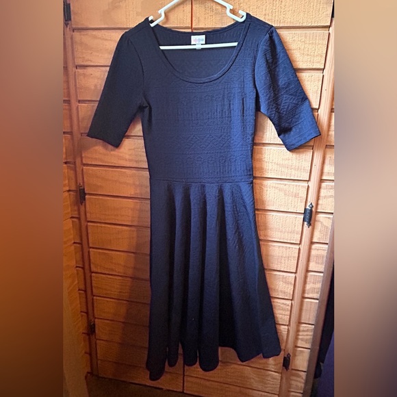 Lularoe Nicole Elbow Sleeve Dress - Navy Blue - Medium - Picture 2 of 3